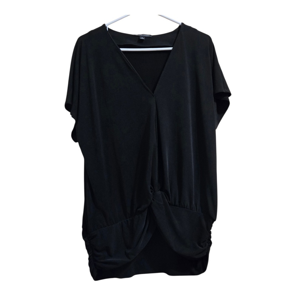 INC Women's V-Neck Blouse Extra Large Black Career Casual